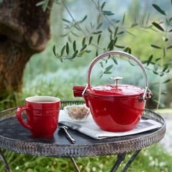Staub 1 Qt. Round Tea Kettle | Cherry Red -Cookware & Knives Shop 000016940