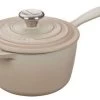Le Creuset 1.75 Qt. Signature Enameled Cast Iron Saucepan With Stainless Steel Knob | Meringue White 1 Le Creuset 1.75 Qt. Signature Enameled Cast Iron Saucepan With Stainless Steel Knob | Meringue White -Cookware & Knives Shop 1.75 qt signature saucepan meringue white