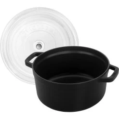 Staub 4 Qt. Round Cocotte/Dutch Oven With Glass Lid | Matte Black -Cookware & Knives Shop 11412423 3