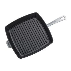 Staub 12" Square Cast Iron Grill Pan & Press Set | Graphite Grey -Cookware & Knives Shop 12123018 2