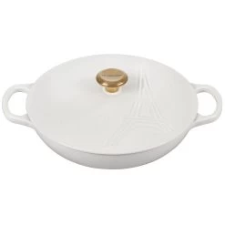 Le Creuset 3.5Qt Signature Braiser Eiffel Tower Collection | White