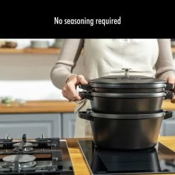 Staub Stackable Cocotte, Braiser, And Grill Pan With Lid | Black -Cookware & Knives Shop 61vmotim6ul. ac sl1280