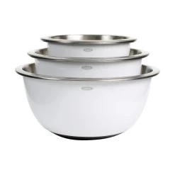OXO Good Grips 3-Piece Stainless Steel Mixing Bowl Set | White