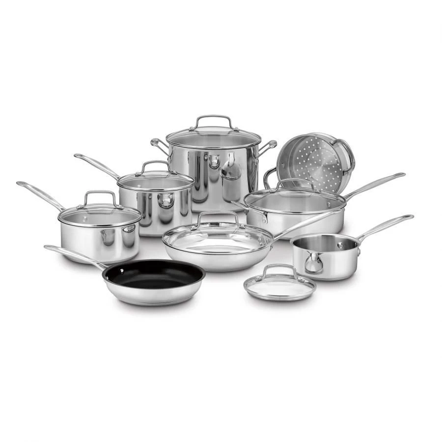 Cuisinart Stainless Steel Cookware & Glass Lids - 14 Pc Chef's Classic Cookware Set