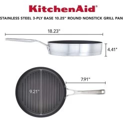 KitchenAid 10.25" Stainless Steel 3-Ply Round Grill Pan | Nonstick -Cookware & Knives Shop 81m0kh9yjrl. ac sl1500