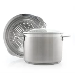 Chantal Induction 21 Stock Pot With Pasta/Steamer Insert + Glass Lid | 8 Qt.