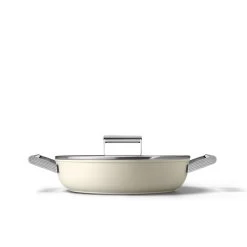SMEG 4 Qt. Nonstick Deep Pan With Lid | Cream