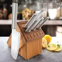 Rada Cutlery 8-Piece Essential Oak Block Set | Silver -Cookware & Knives Shop essentail oak block gift set s58 a 5000x