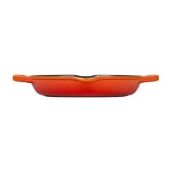 Le Creuset 9.75" Deep Round Signature Grill Pan | Flame Orange -Cookware & Knives Shop flame orange deep grill pan side view