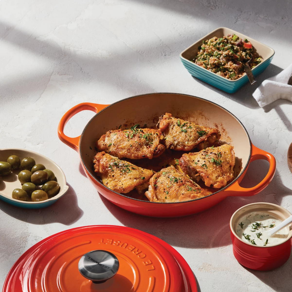 Le Creuset 2.25 Qt. Signature Enameled Cast Iron Braiser With Stainless Steel Knob | Flame Orange 6 Le Creuset 2.25 Qt. Signature Enameled Cast Iron Braiser With Stainless Steel Knob | Flame Orange - Image 4