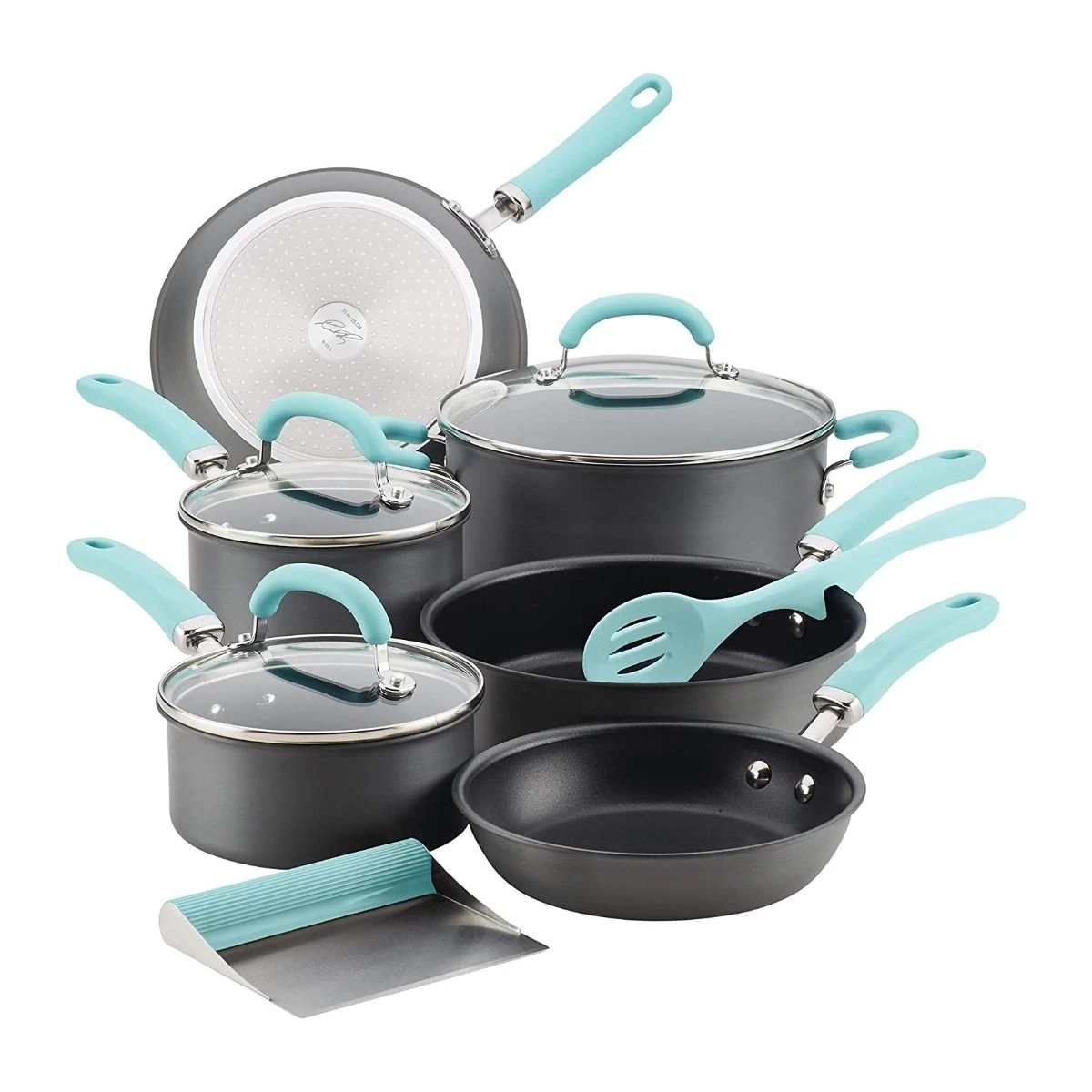 Rachael Ray 11-Piece Hard Anodized Cookware Set | Light Blue 3 Rachael Ray 11-Piece Hard Anodized Cookware Set | Light Blue