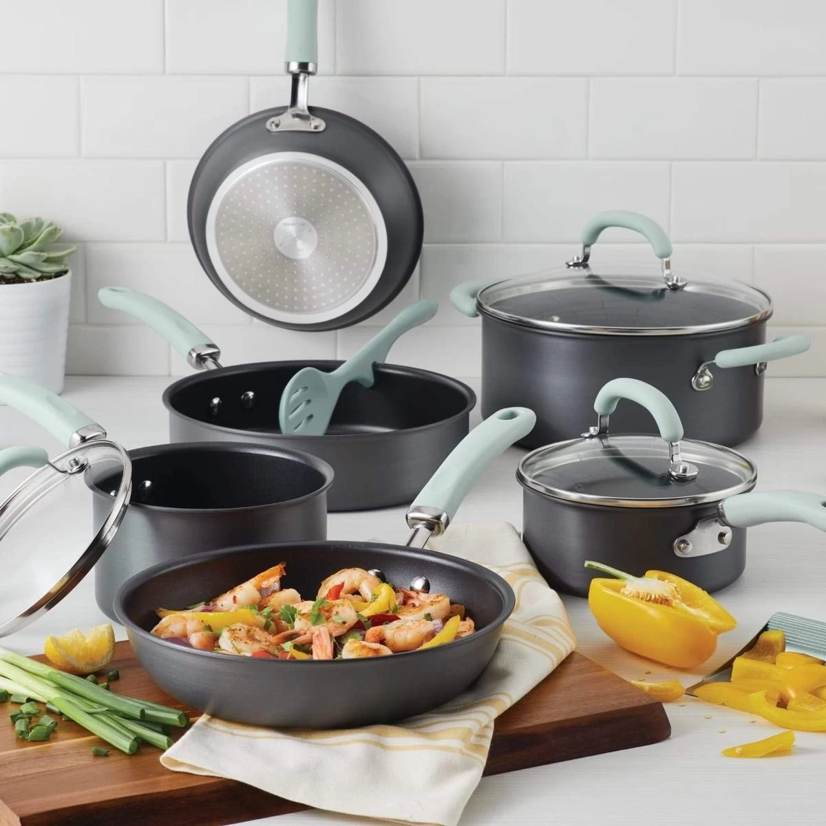 Rachael Ray 11-Piece Hard Anodized Cookware Set | Light Blue 13 Rachael Ray 11-Piece Hard Anodized Cookware Set | Light Blue - Image 11