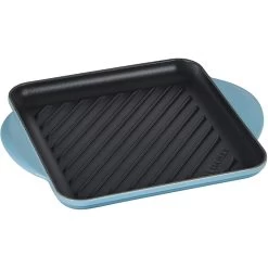 Le Creuset 9.5" Square Signature Enameled Cast Iron Grill Pan | Caribbean Blue