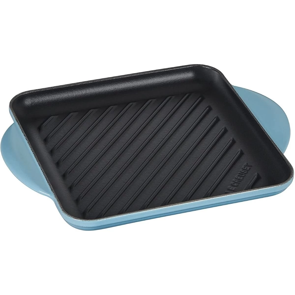 Le Creuset 9.5" Square Signature Enameled Cast Iron Grill Pan | Caribbean Blue 3 Le Creuset 9.5" Square Signature Enameled Cast Iron Grill Pan | Caribbean Blue