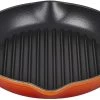 Le Creuset 9.75" Deep Round Signature Grill Pan | Flame Orange -Cookware & Knives Shop ls2020 252 flame orange deep round grill pan