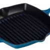 Le Creuset 10.25" Square Signature Cast Iron Grill Skillet | Marseille Blue -Cookware & Knives Shop ls2021 2659 le creuset signature square skillet grill marseille blue