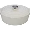 Le Creuset 6.75 Qt. Oval Signature Dutch Oven With Stainless Steel Knob | White -Cookware & Knives Shop ls2502 3116ss oval french oven signature 6.75 quart white