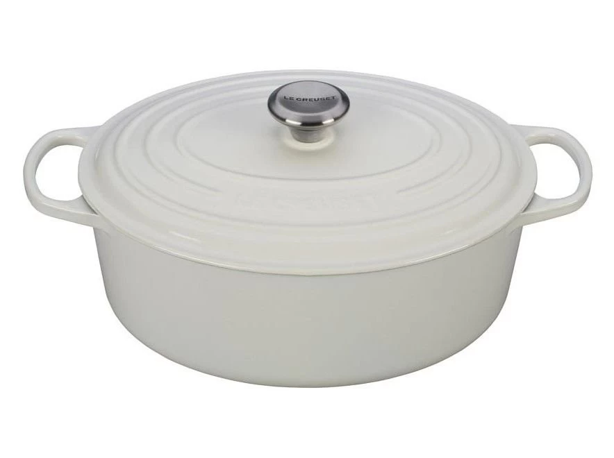 Le Creuset 6.75 Qt. Oval Signature Dutch Oven With Stainless Steel Knob | White 3 Le Creuset 6.75 Qt. Oval Signature Dutch Oven With Stainless Steel Knob | White