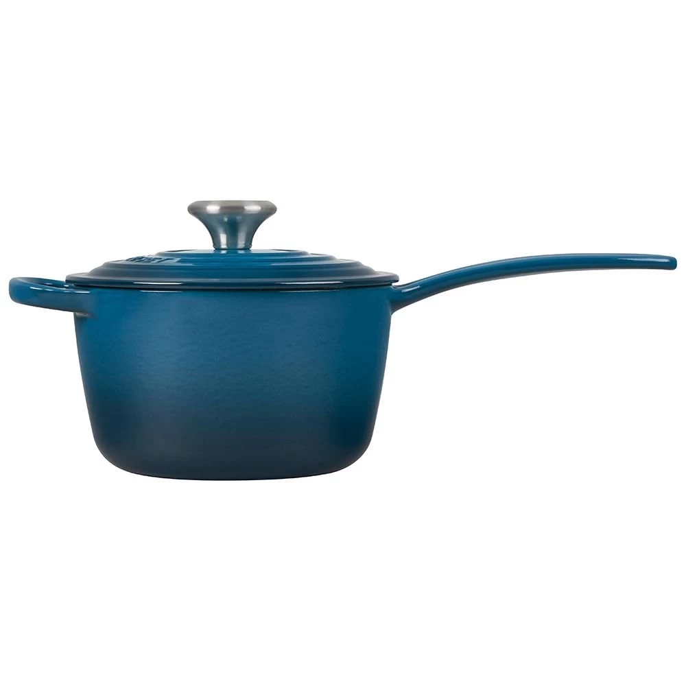 Le Creuset 1.75 Qt. Signature Enameled Cast Iron Saucepan With Stainless Steel Knob | Deep Teal 4 Le Creuset 1.75 Qt. Signature Enameled Cast Iron Saucepan With Stainless Steel Knob | Deep Teal - Image 2