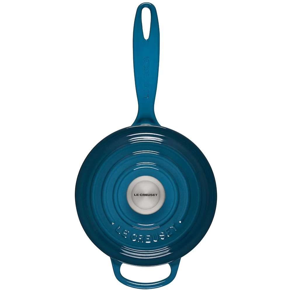 Le Creuset 1.75 Qt. Signature Enameled Cast Iron Saucepan With Stainless Steel Knob | Deep Teal 5 Le Creuset 1.75 Qt. Signature Enameled Cast Iron Saucepan With Stainless Steel Knob | Deep Teal - Image 3