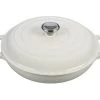 Le Creuset 3.5 Qt. Signature Enameled Cast Iron Braiser With Stainless Steel Knob | White -Cookware & Knives Shop ls2532 3016ss signature 3.5 quart braiser white