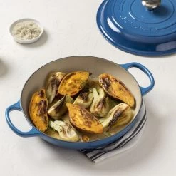 Le Creuset 3.5 Qt. Signature Enameled Cast Iron Braiser With Stainless Steel Knob | Marseille Blue -Cookware & Knives Shop mars 1