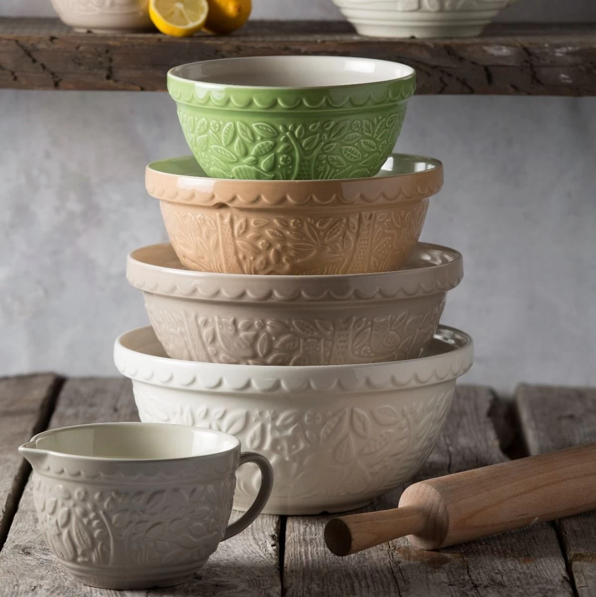 Mason Cash In The Forest S18 (2.85 Qt) Embossed Mixing Bowl | Owl (Stone) 4 Mason Cash In The Forest S18 (2.85 Qt) Embossed Mixing Bowl | Owl (Stone) - Image 2