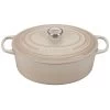 Le Creuset 6.75 Qt. Oval Signature Dutch Oven With Stainless Steel Knob | Meringue White -Cookware & Knives Shop meringue 6.75 qt oval dutch oven 1