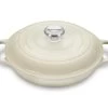 Le Creuset 2.25 Qt. Signature Enameled Cast Iron Braiser With Stainless Steel Knob | Meringue White -Cookware & Knives Shop mermain