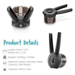 Dreamfarm Ortwo Lite Spice Grinder + Extra Jar | Black -Cookware & Knives Shop ortwo lite 5 1