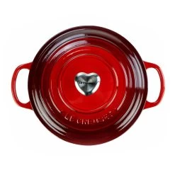 Le Creuset 3.5 Qt. Round Signature Dutch Oven With Stainless Steel Heart Knob | Cerise/Cherry Red 11 Le Creuset 3.5 Qt. Round Signature Dutch Oven With Stainless Steel Heart Knob | Cerise/Cherry Red -Cookware & Knives Shop overhead