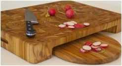 TeakHaus End Grain Butcher Block W/Hand Grip + Bowl Cut Out (Rectangle) | 20" X 14" X 2.5" -Cookware & Knives Shop proteak cutting board bowl cutout 601 popup