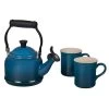 Le Creuset 1.25 Qt. Demi Kettle Tea Pot & 14oz Mugs Set | Deep Teal -Cookware & Knives Shop qs9403 7d 1