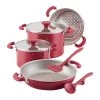 Rachael Ray 8-Piece Enameled Stacking Cookware Set | Red Shimmer 2 Rachael Ray 8-Piece Enameled Stacking Cookware Set | Red Shimmer -Cookware & Knives Shop redshim1