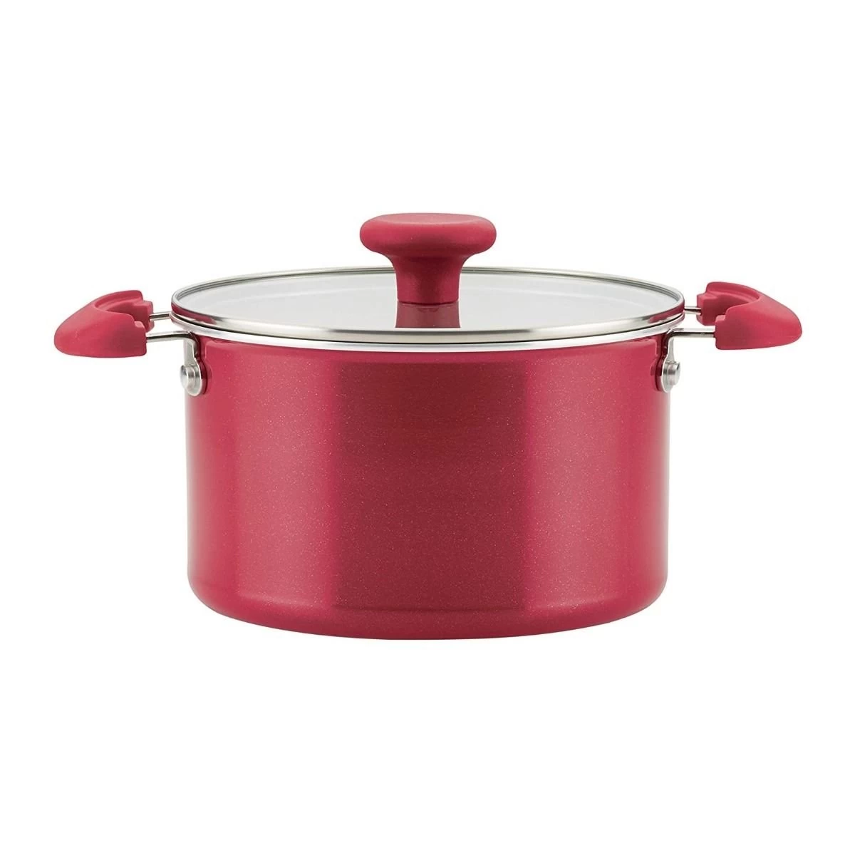 Rachael Ray 8-Piece Enameled Stacking Cookware Set | Red Shimmer 11 Rachael Ray 8-Piece Enameled Stacking Cookware Set | Red Shimmer - Image 9