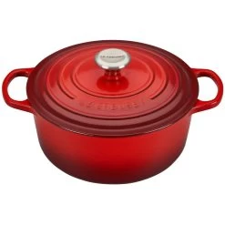 Le Creuset 5.5 Qt. Round Signature Cast Iron Dutch Oven With Stainless Steel Knob | Cerise/Cherry Red