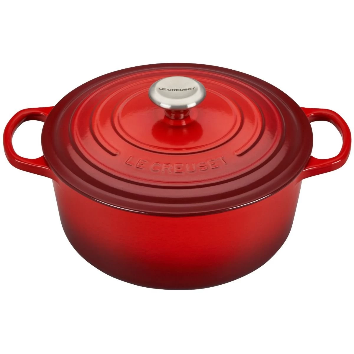 Le Creuset 5.5 Qt. Round Signature Cast Iron Dutch Oven With Stainless Steel Knob | Cerise/Cherry Red 3 Le Creuset 5.5 Qt. Round Signature Cast Iron Dutch Oven With Stainless Steel Knob | Cerise/Cherry Red