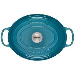 Le Creuset 6.75 Qt. Oval Signature Dutch Oven With Stainless Steel Knob | Caribbean Blue -Cookware & Knives Shop rs12539 ls2502 3117ss 3