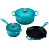 Le Creuset 5-Piece Signature Cookware Set With Stainless Steel Knobs | Caribbean Blue -Cookware & Knives Shop rs13227 rs6071 ms1605 17 ss