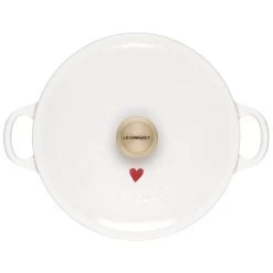 Le Creuset L'Amour 2.75 Qt. Enameled Cast Iron Soup Pot With Gold Knob & Heart Applique | White -Cookware & Knives Shop rs13474 l2574 2216hlg 3