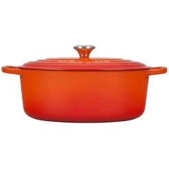 Le Creuset 6.75 Qt. Oval Signature Dutch Oven With Stainless Steel Knob | Flame Orange -Cookware & Knives Shop rs14319 ls2502 332 2 scr 1
