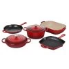 Le Creuset 7-Piece Signature Cookware Set | Cerise/Cherry Red -Cookware & Knives Shop rs18018 sevenpice cerise lpr