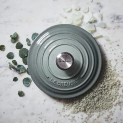 Le Creuset 5.5 Qt. Round Signature Dutch Oven With Stainless Steel Knob | Sea Salt -Cookware & Knives Shop rs9189 spring 2019 seasaltabstractlid 1196