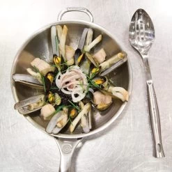 Le Creuset 3.5 Qt. Tri-Ply Stainless Steel Saucier Pan With Lid & Helper Handle -Cookware & Knives Shop s1