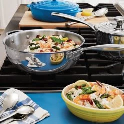 Le Creuset 3.5 Qt. Tri-Ply Stainless Steel Saucier Pan With Lid & Helper Handle -Cookware & Knives Shop s2