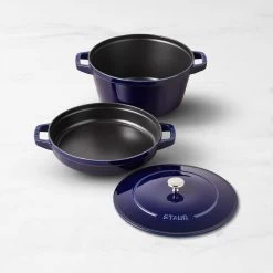 Staub Stackable Cocotte, Braiser, And Grill Pan With Lid | Dark Blue -Cookware & Knives Shop staub stackable 3 piece set xl 1