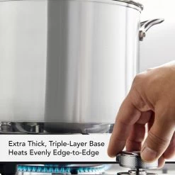 KitchenAid Stainless Steel 3-Ply Base Stockpot With Lid | 8 Qt. -Cookware & Knives Shop steel5