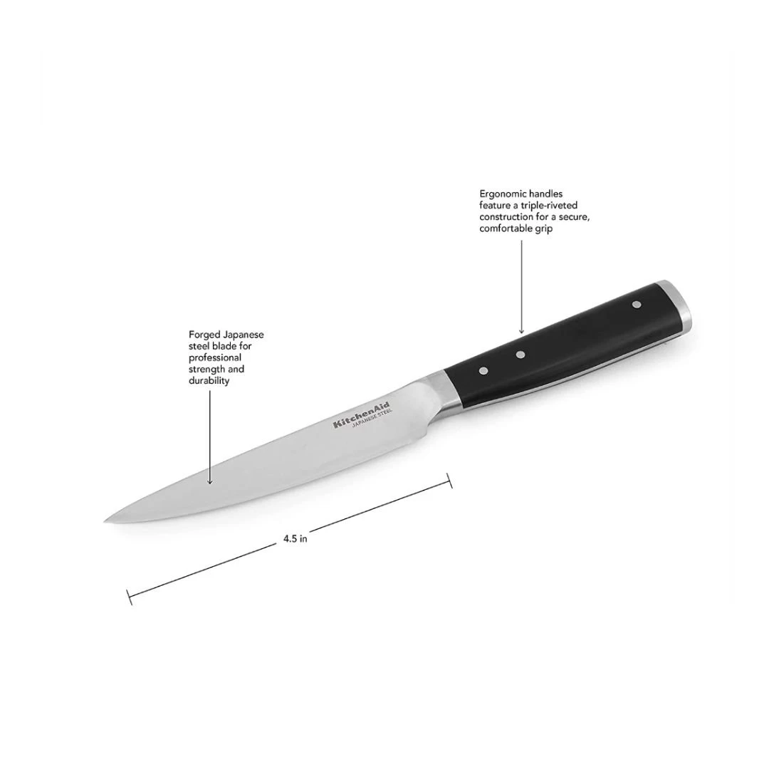 KitchenAid Gourmet Forged 4.5" Utility Knife With Sheath | Fine Edge 5 KitchenAid Gourmet Forged 4.5" Utility Knife With Sheath | Fine Edge - Image 3