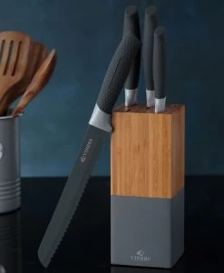 Viners Horizon 6-Piece Knife Block Set |Grey -Cookware & Knives Shop viners horizon grey 2 1