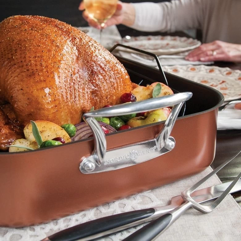 Nordic Ware Extra Large Copper Turkey Roaster With Rack 5 Nordic Ware Extra Large Copper Turkey Roaster With Rack - Image 3